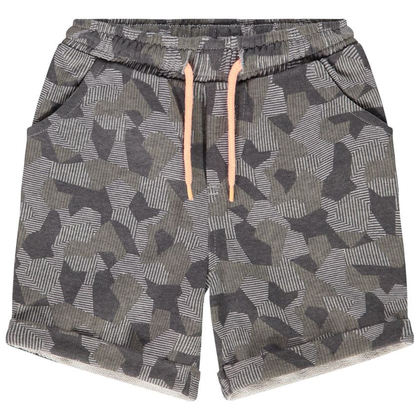 Bermuda en molleton imprimé camouflage pour garçon - Gris chiné