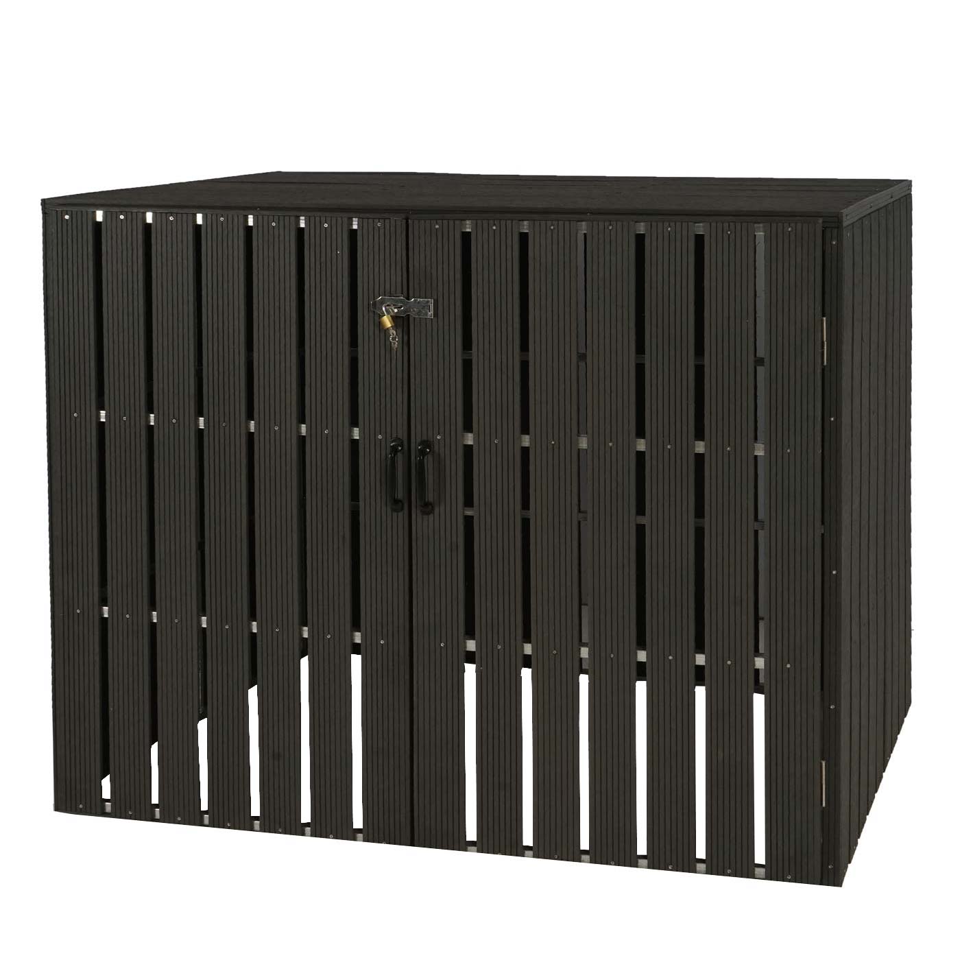 XL 2er-/4er-WPC-Mülltonnenverkleidung MCW-J28, Mülltonnenbox, Metall Holzoptik, erweiterbar ~ anthrazit