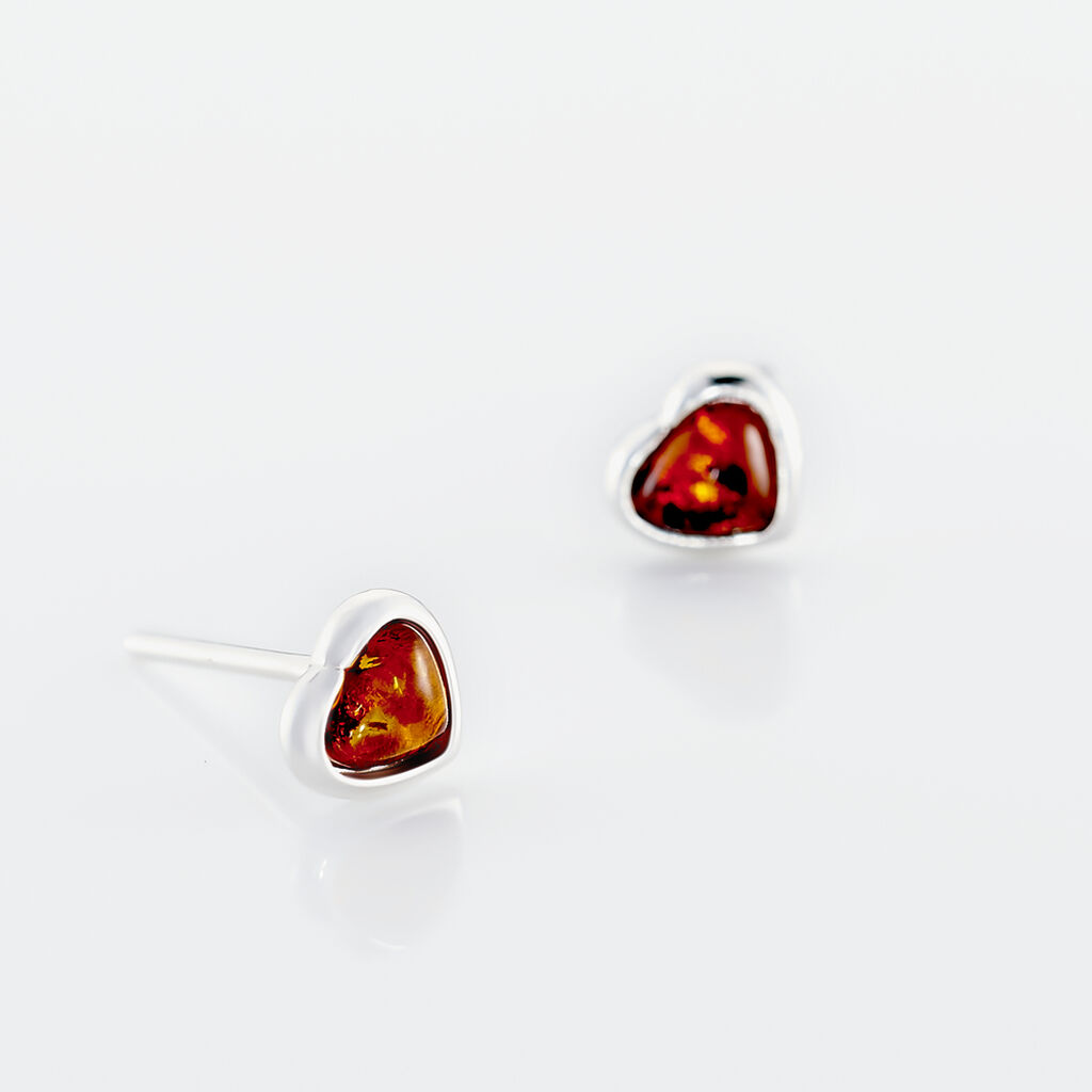 Boucles D'oreilles Puces Argent Blanc Delvinaae Ambre