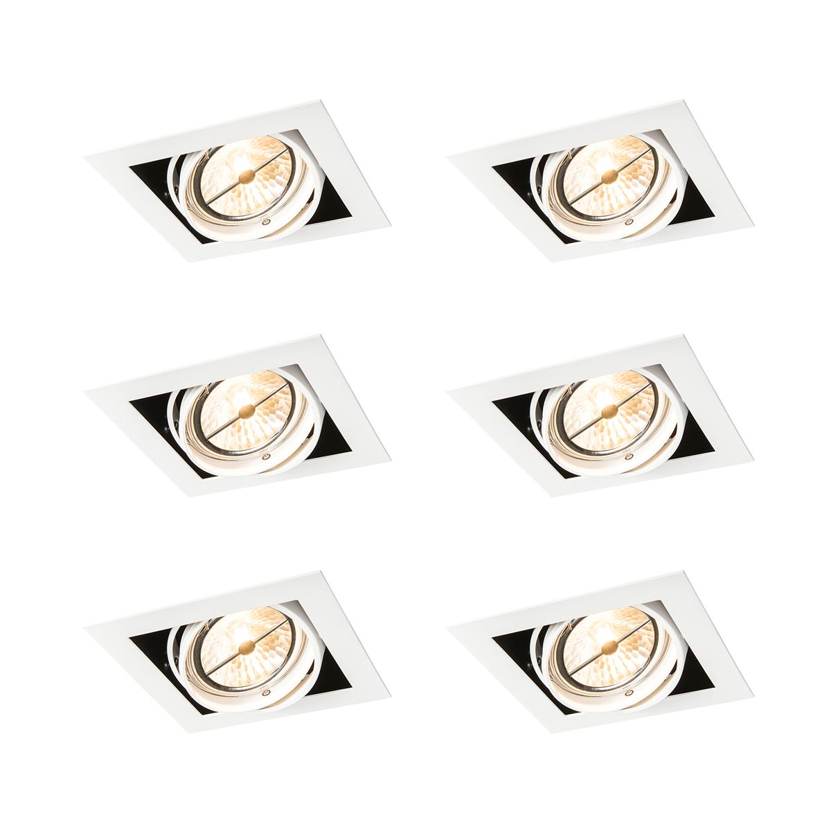 Set van 6 Inbouwspot wit AR111 verstelbaar - Oneon