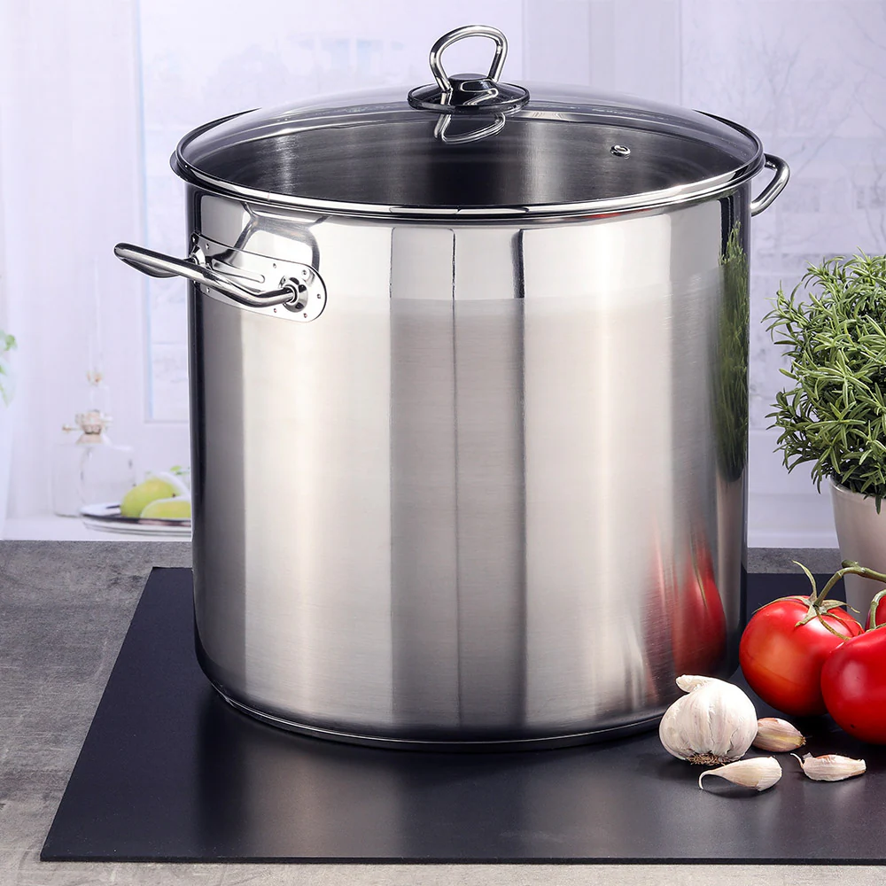 HI Universal Kochtopf 10/15/20 L Glas Deckel Induktion Topf Groß Griff Edelstahl Variante: 10 Liter