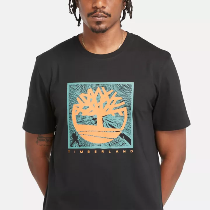 T-shirt à motif sur le devant pour homme en noir