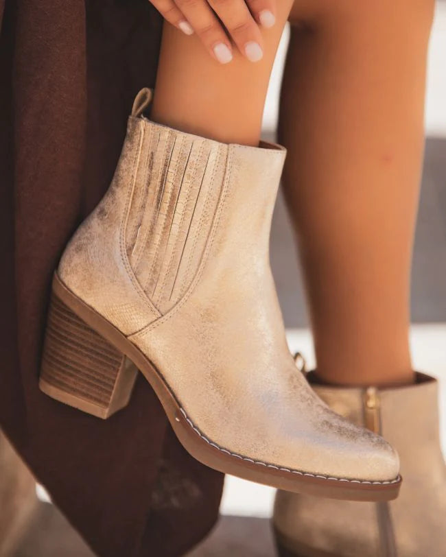 Bottines femme dorées à talon - Kylie