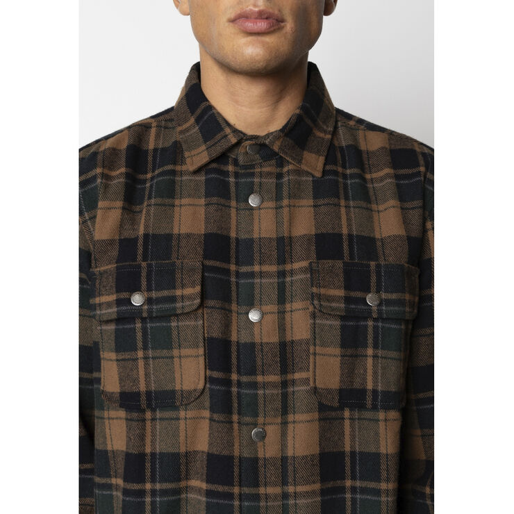 Fat Moose Adrian cotton check shirt Deep green/dark khaki
