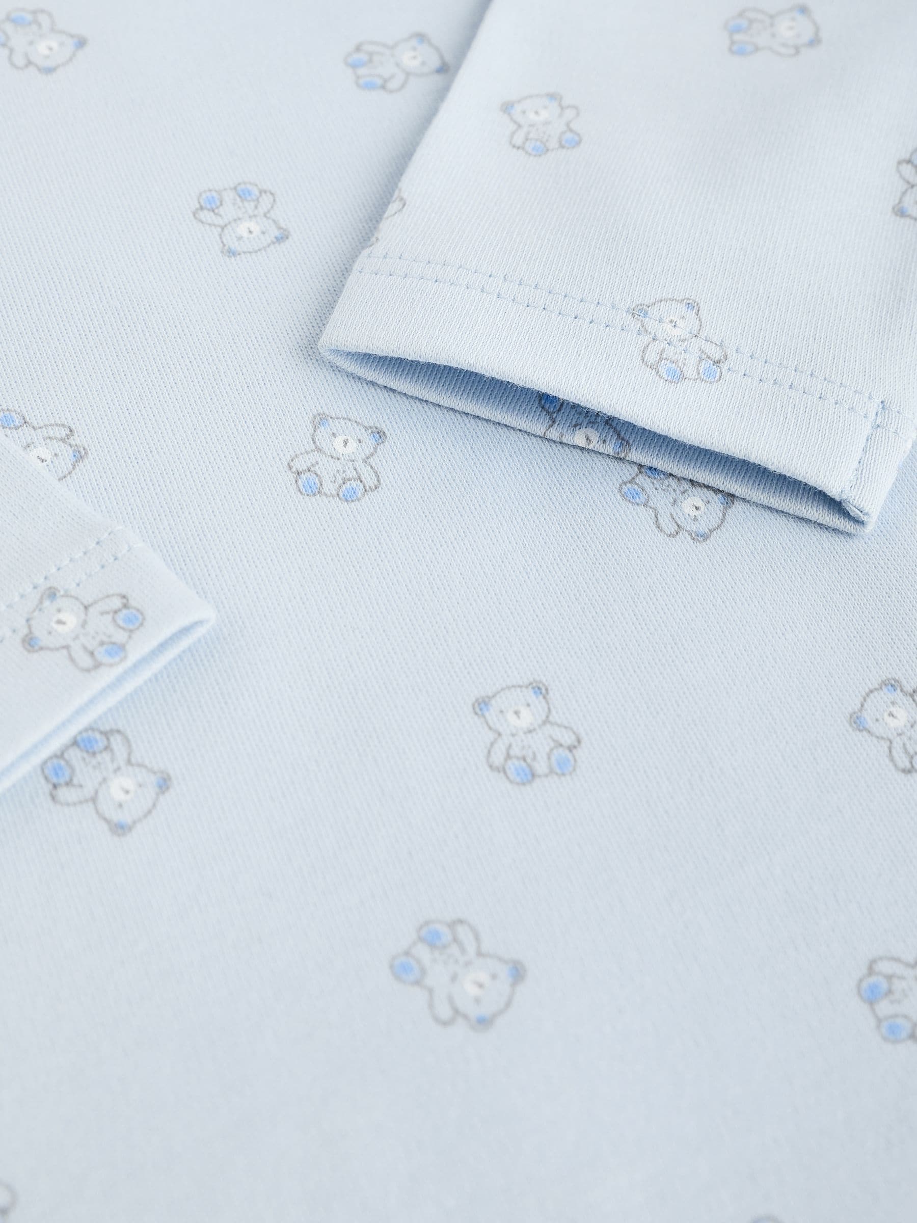 Blauw - Babyrompertjes met beer en lange mouwen