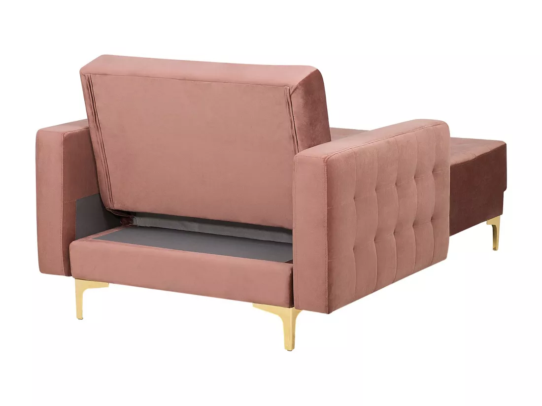 Chaise longue en velours rose ABERDEEN