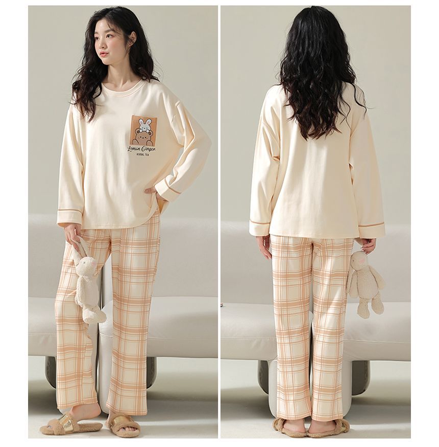 Jeony - Loungewearset: top met lange mouwen en broek met dierenprint