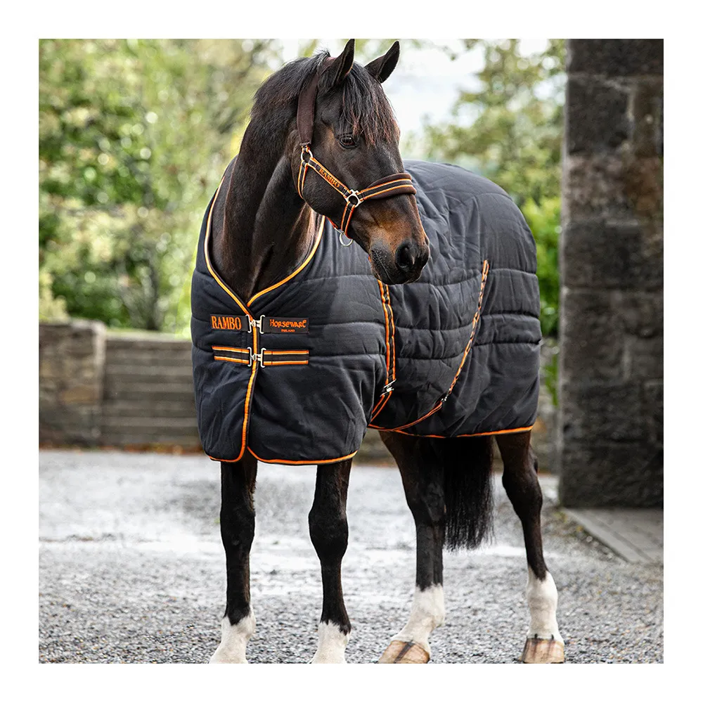Horseware RAMBO STABLE 200G - Couverture de box black/orange