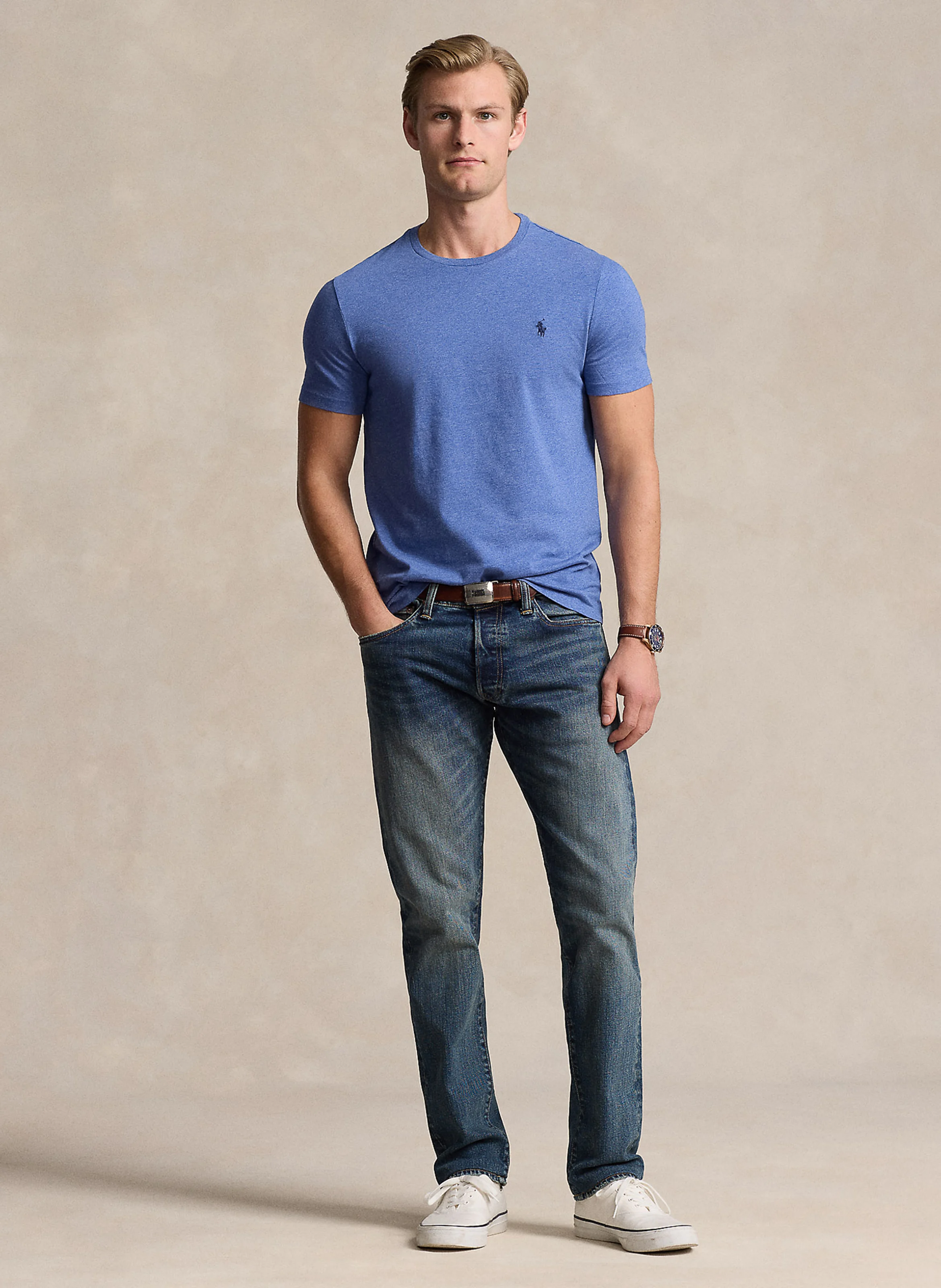 Tee-shirt slim-fit en coton| Bleu