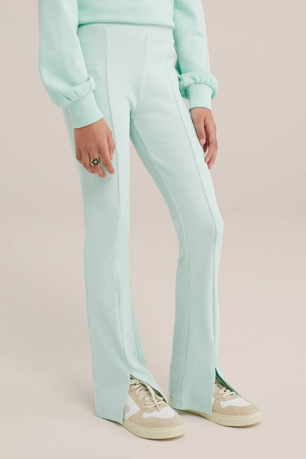 WE Fashion flared broek mintgroen