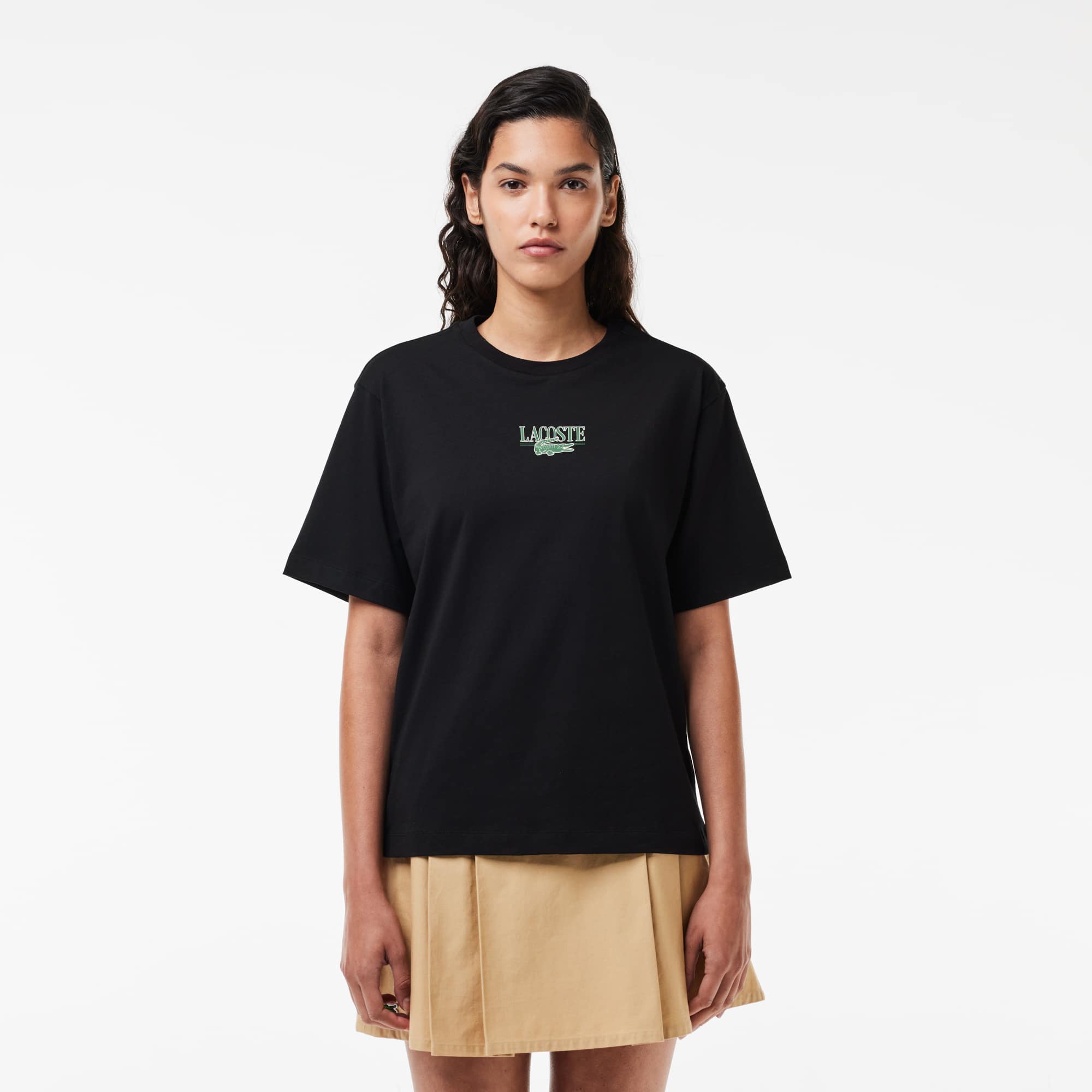 T-shirt en jersey de coton imprimé Lacoste T-Shirts - Noir - Lacoste - Femme