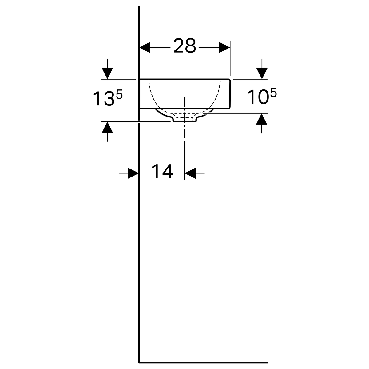 Geberit iCon fontein met kraangat rechts 38cm wit