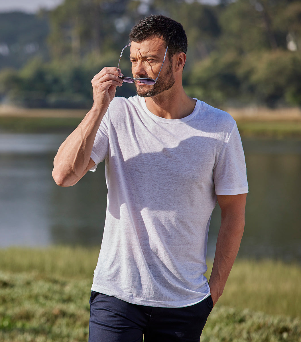 T-shirt Homme en Lin Blanc - Intemporel