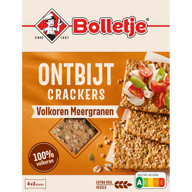 Bolletje Ontbijtcrackers volkoren meergranen