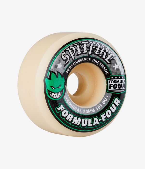 Spitfire Formula Four Conical Rollen (white green) 53mm 101A 4er Pack