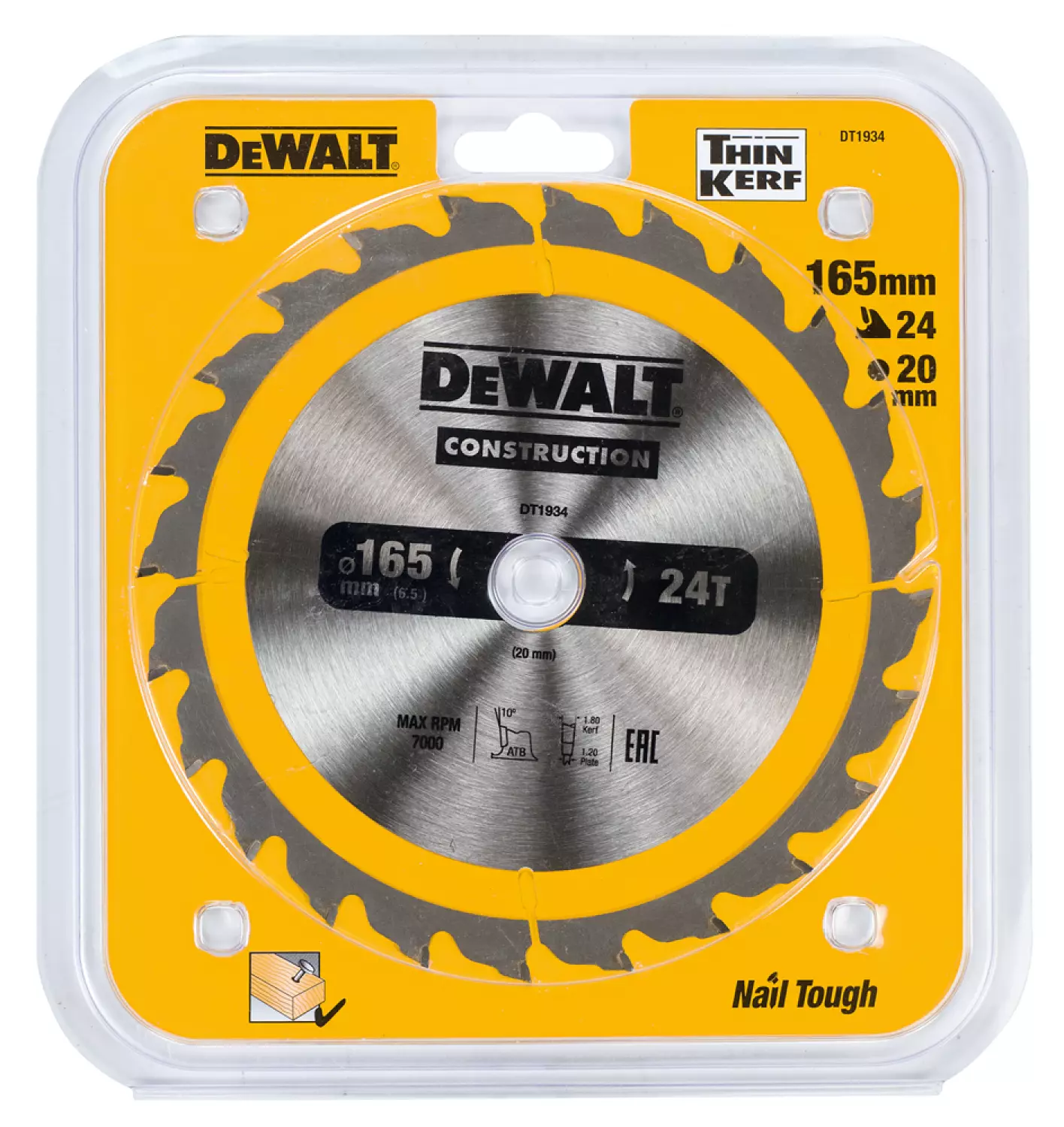 DeWALT DT1934 Cirkelzaagblad - 165 x 20 x 24T - Hout