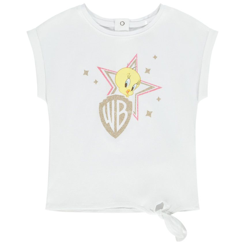 T-shirt manches courtes print Titi 100 ans Warner pour bébé fille - Blanc
