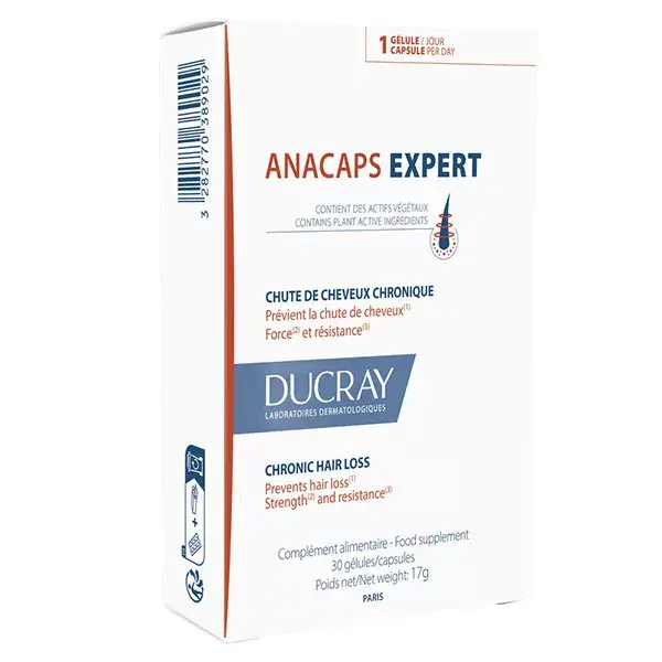 Ducray Anacaps Expert para Queda de Cabelo Crônica - 30 cápsulas