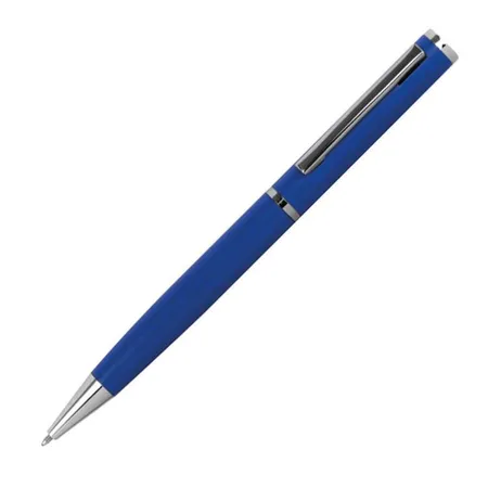 Macma Drehbarer Kugelschreiber aus Metall mit Velouretui, blau, 10 Stück