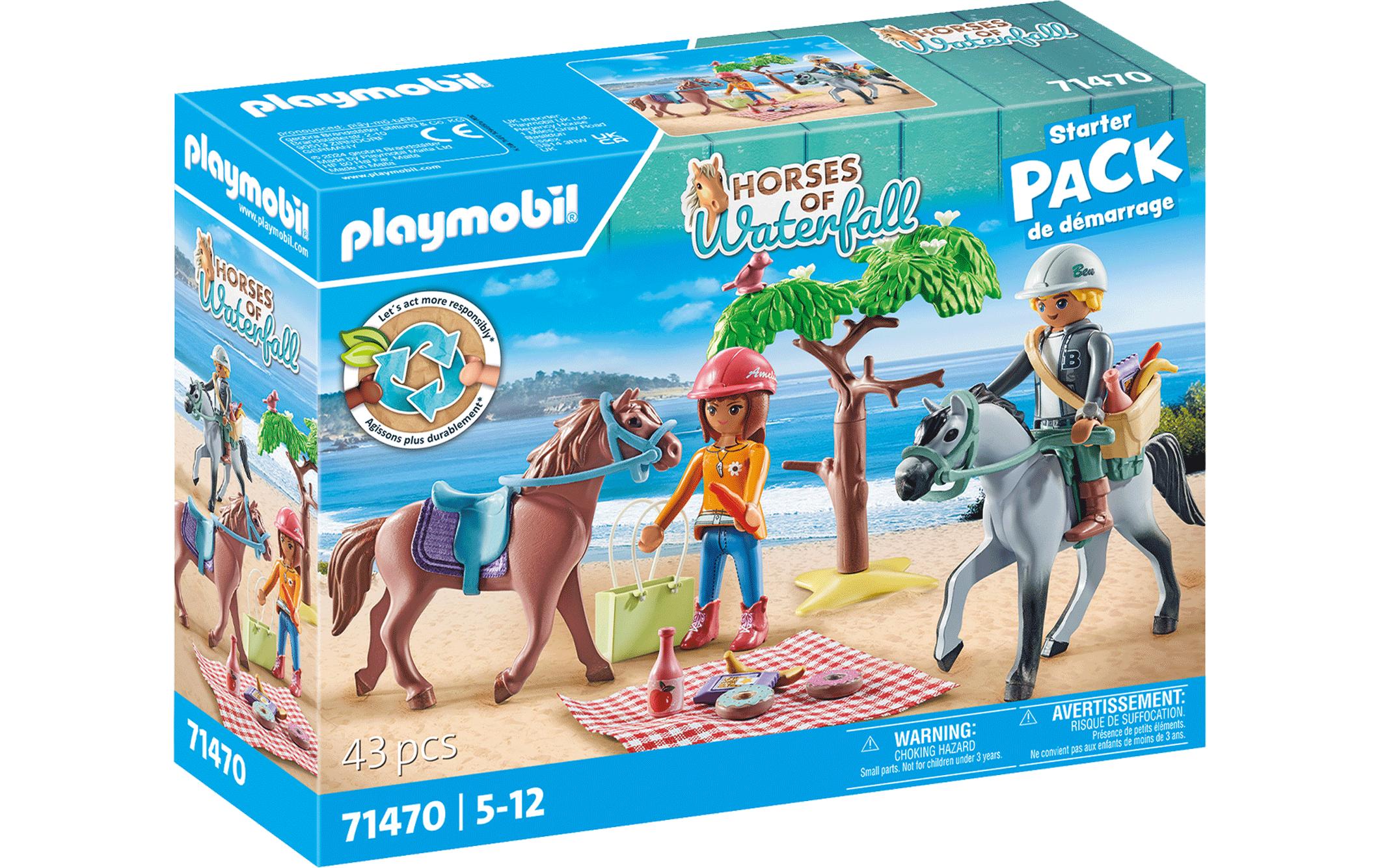 Horses of Waterfall Reitausflug an den Strand 71470Nachhaltiges Pferde-Spielset mit Amelia und Ben