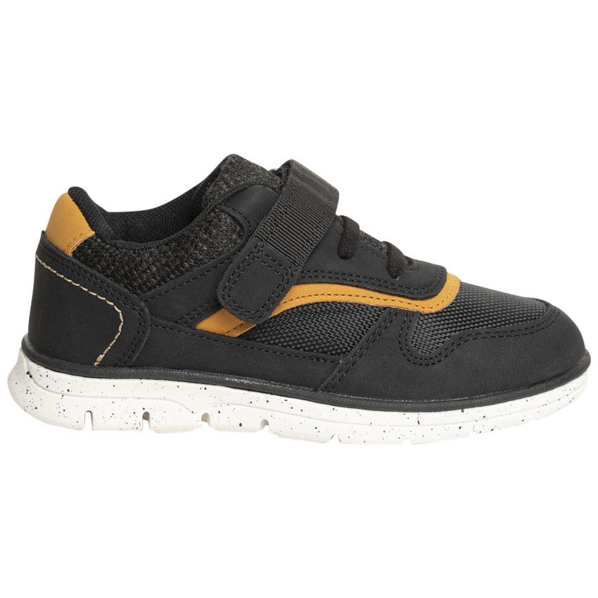 Baskets basses noires pour enfant garçon à lacets et scratch - Noir
