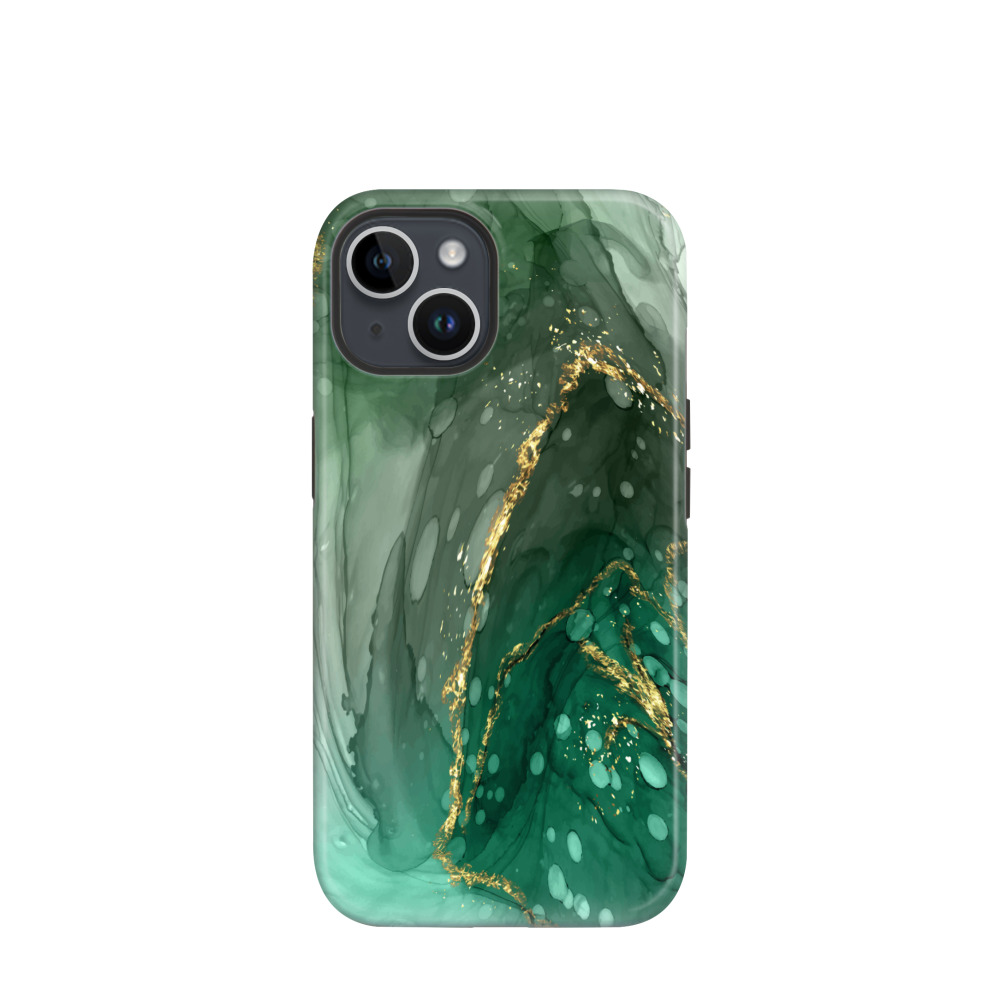 iPhone 14 Hybrid (Kunststoff / Gummi) Hülle Marmor Marble 7 - Grün