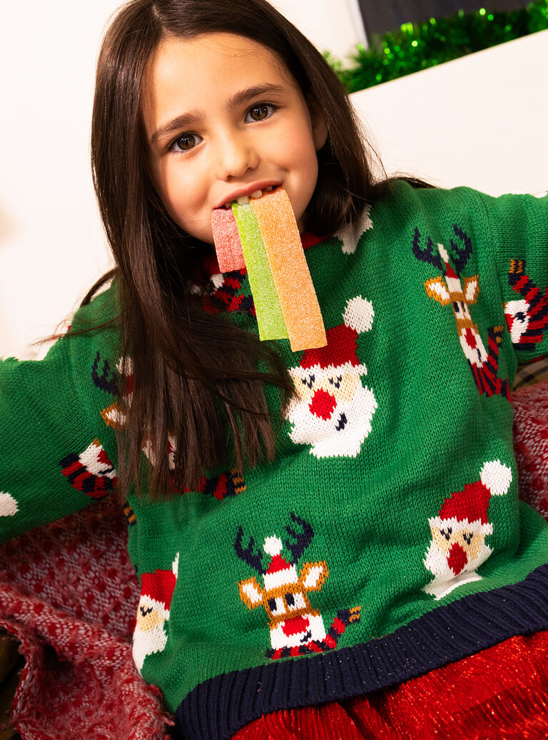 Pull rouge vif de Noël en maille pour garçon