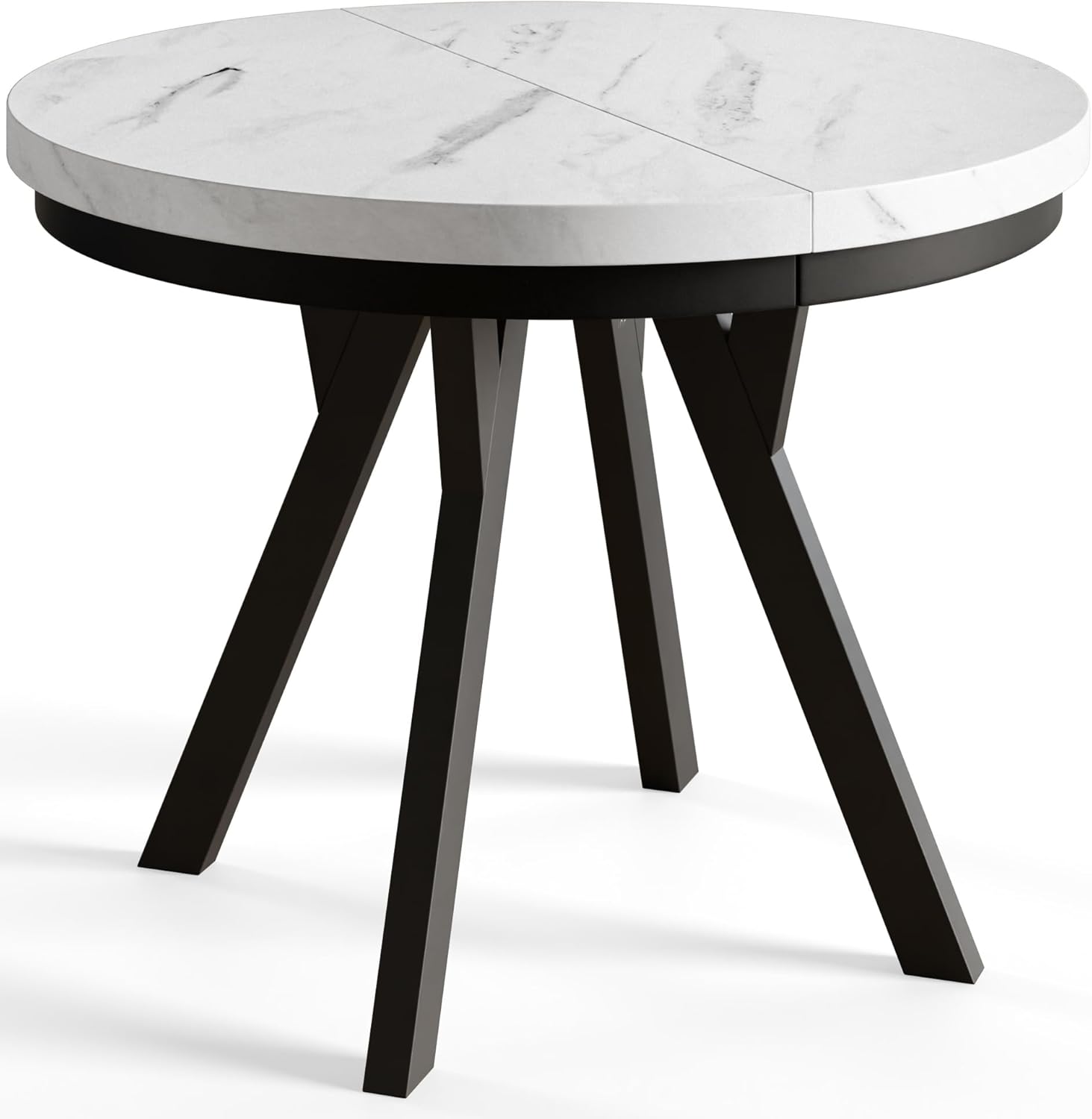 Runder Esstisch ausziehbar – Moderner Wohnzimmertisch und Küchentisch – Tisch mit Stabile Konstruktion, Durchmesser 80 cm - 130 cm - Farbe MARMUR - Kollektion Evo