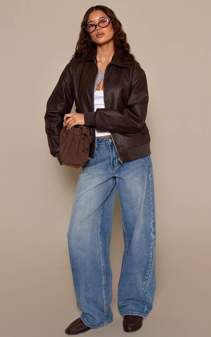 Dark Chocolate Veste Bomber En Synthétiquecuir