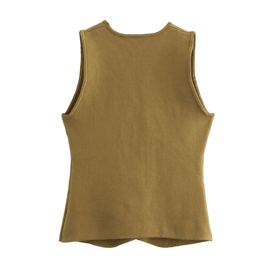 Cumulys - V-hals effen vest met knoopjes
