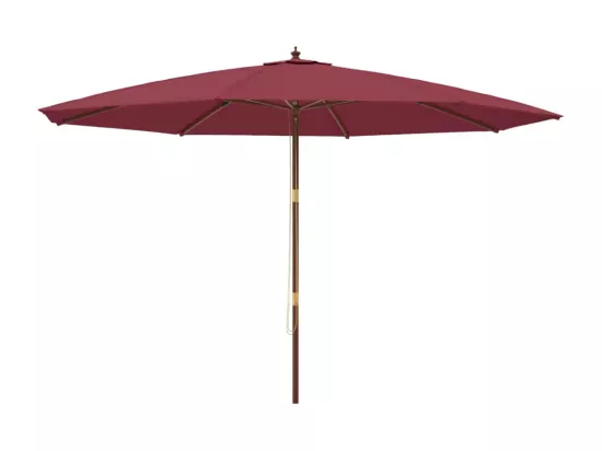 Parasol de jardin avec mât en bois rouge bordeaux 400x273 cm