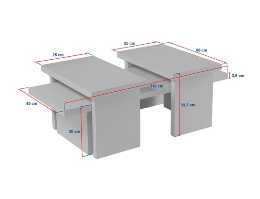 CONCEPT1 - Table basse Sanctuaire Pin atlantique 110 x 45 x h30cm