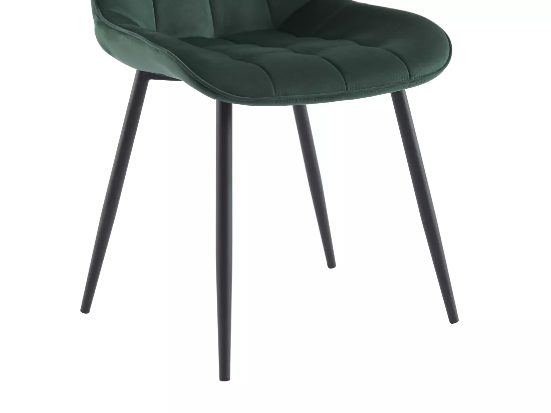 Lot de 6 chaises matelassées - Velours et métal noir - Vert - OLLUA