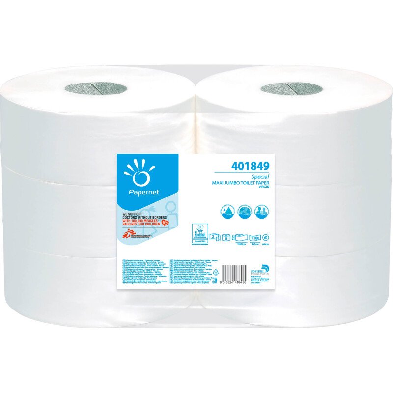 Papier toilette Maxi Jumbo double épaisseur Papernet - 6 rouleaux de 360 m
