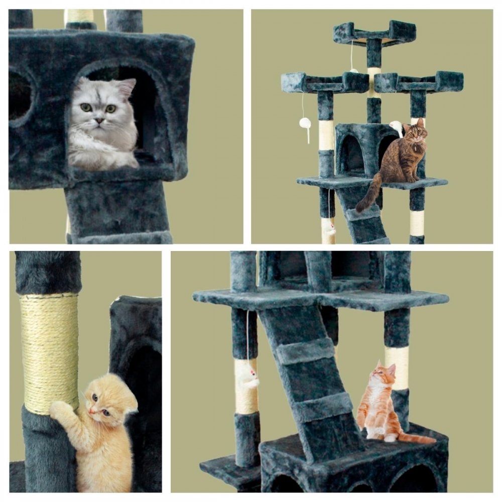 árvore arranhadora para gato cinza
