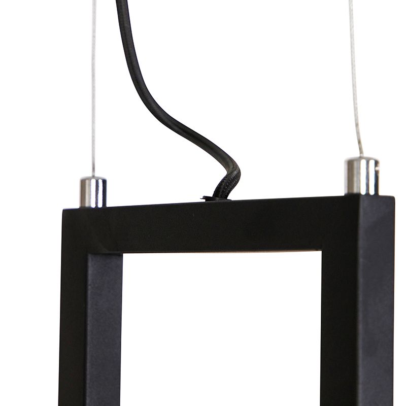 Industriële hanglamp zwart met hout en rek 4-lichts - Cage Rack