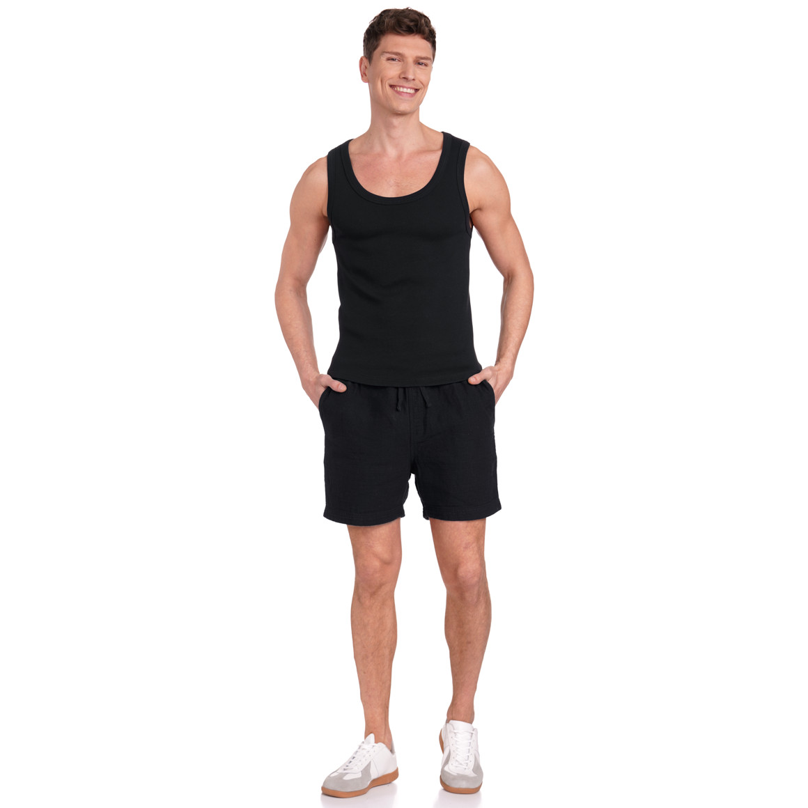Jonas Nielsen Herren Tanktop in leichter Ripp-Struktur schwarz