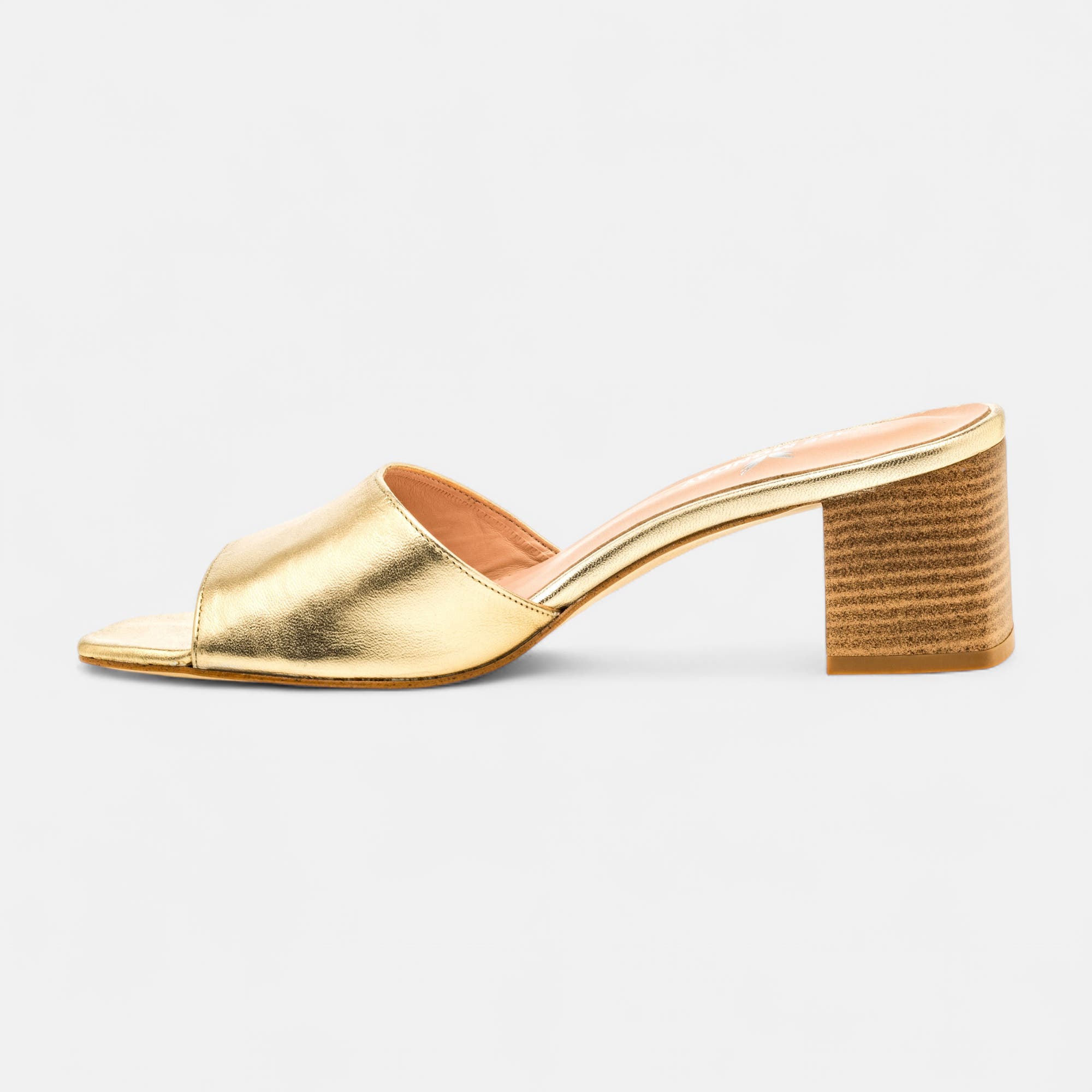 Mules à talon Femme en cuir or