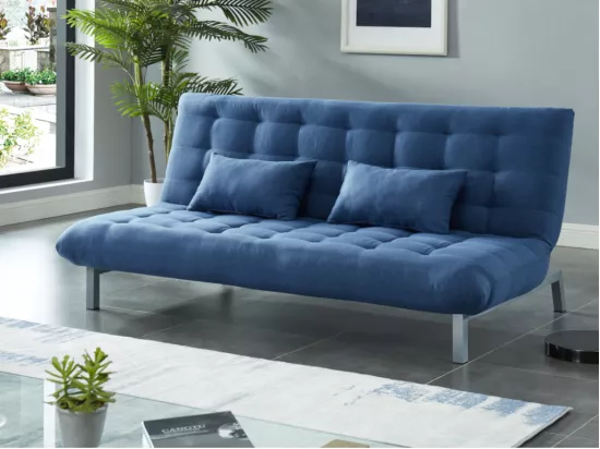 Canapé 3 places convertible clic clac en tissu HORNET - Bleu