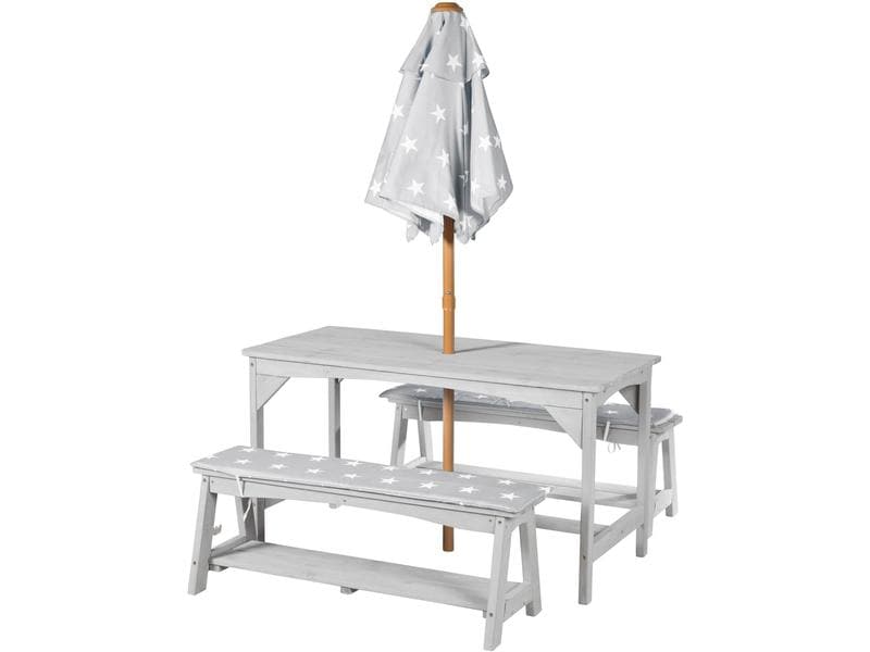 roba Little Stars Grau Sitzgruppe mit Sitzauflage und Schirm