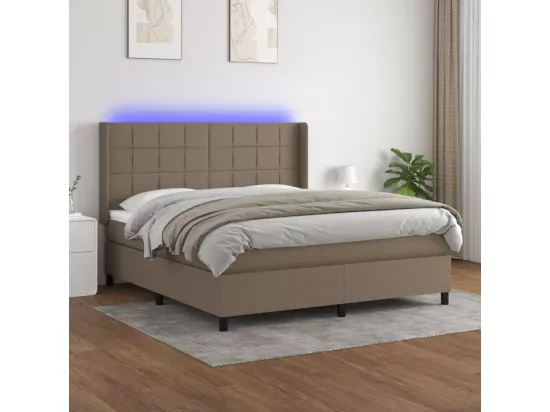 Sommier tapissier avec matelas et LED Taupe 180x200 cm Tissu