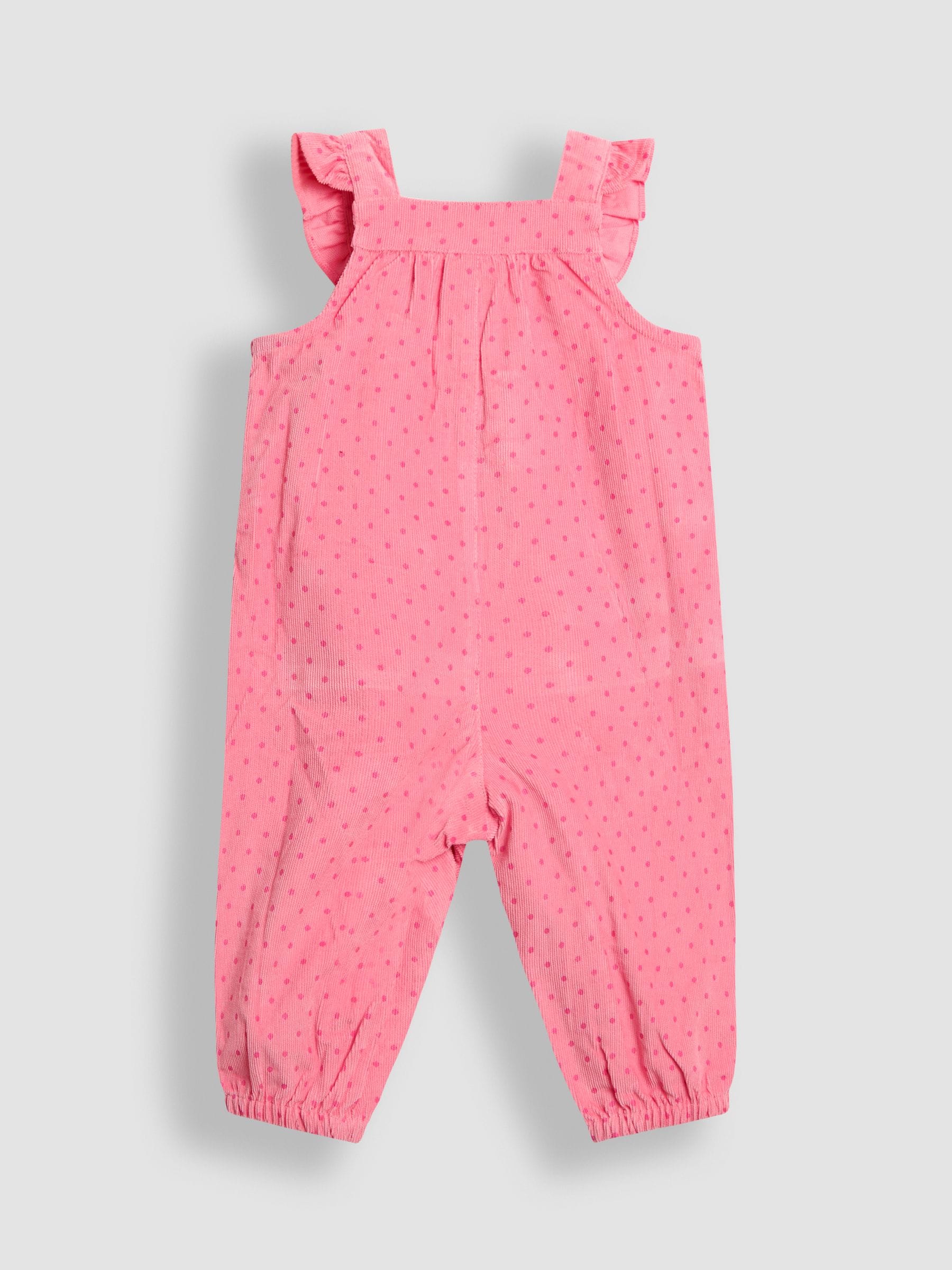 Roze met konijnen - JoJo Maman Bébé - Set van corduroy tuinbroek met applicatie en top