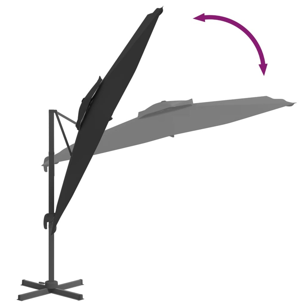 Parasol meuble de jardin cantilever à double toit 400 x 300 cm noir