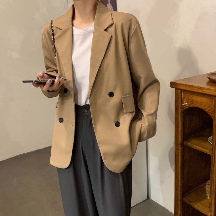 Yako - Oversized dubbelrijs blazer met lange mouwen