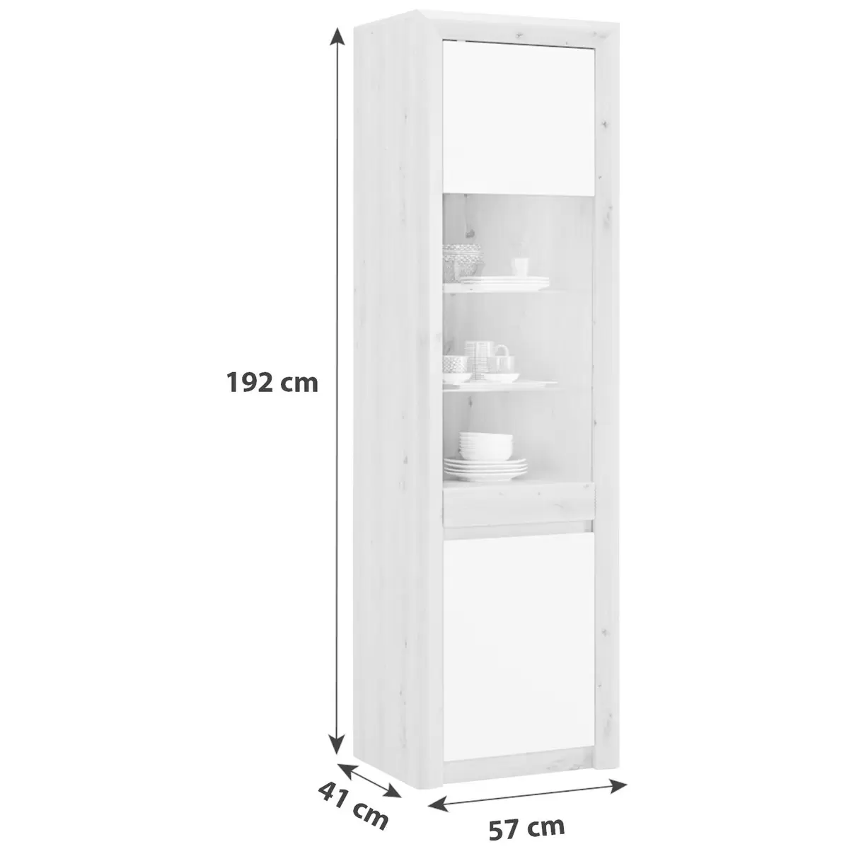 Vitrine Kashmir weiss,Artisan Eiche