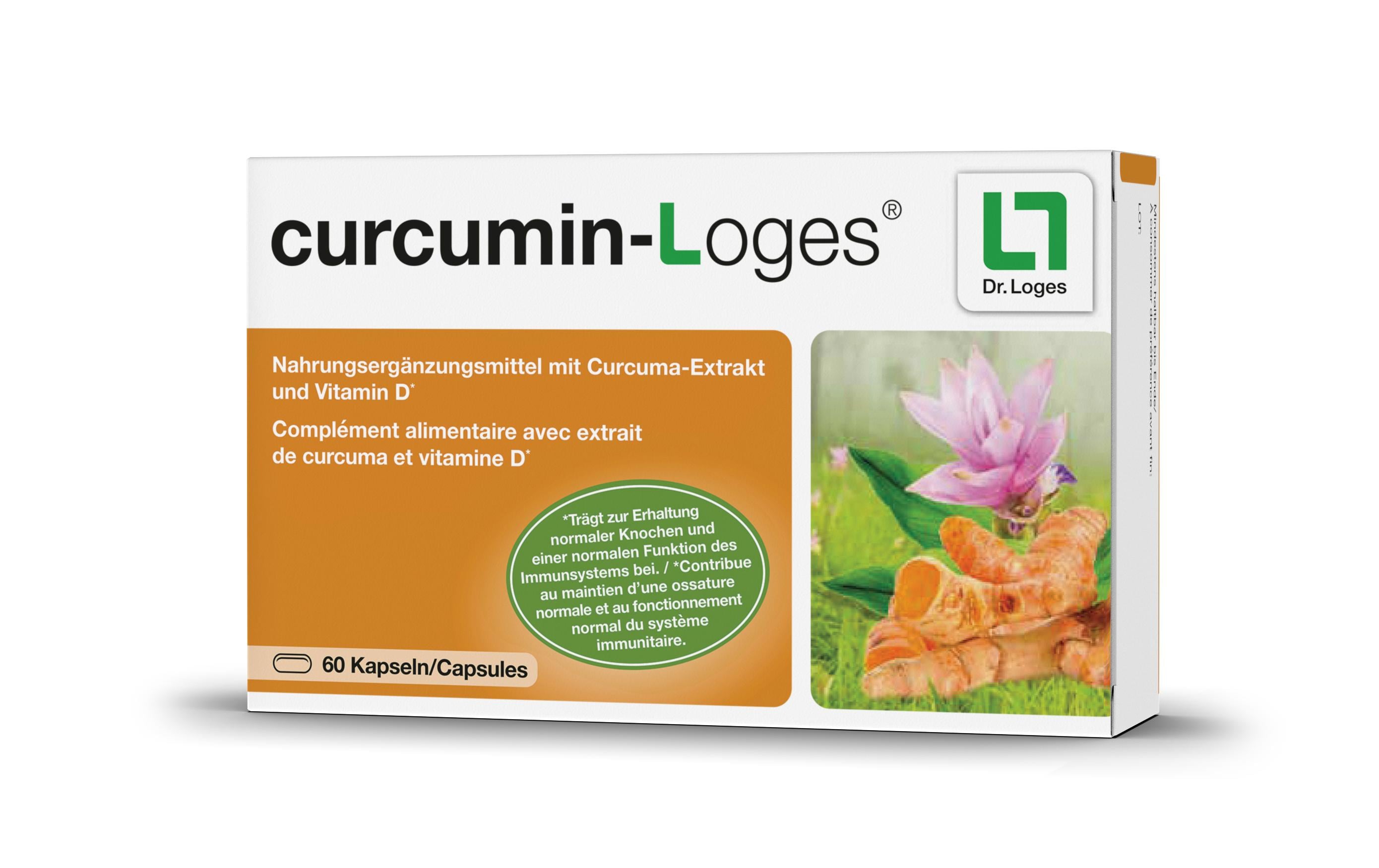 Curcumin-Loges 60 KapselnNahrungsergänzungsmittel mit Curcuma-Extrakt und Vitamin D