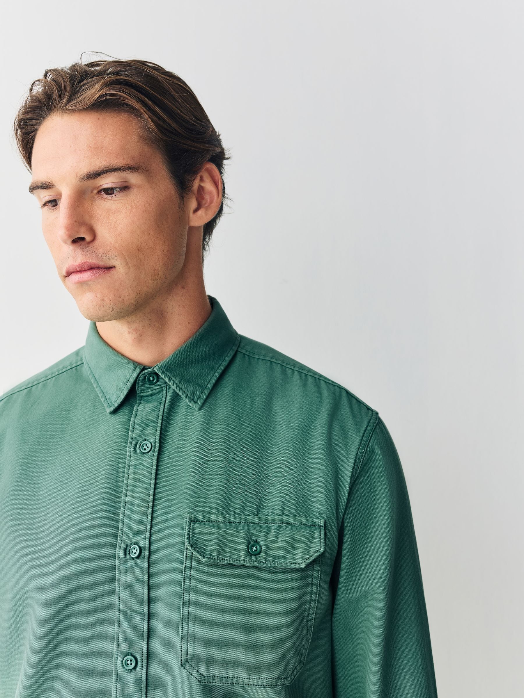 Groen - Long Sleeve Garment Dyed Oxford Shirt