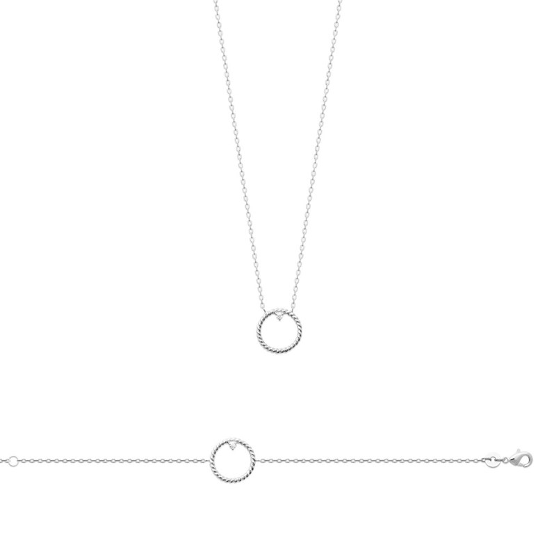Collier Femme - Argent 925 - Oxyde de zirconium - Longueur : 45 cm
