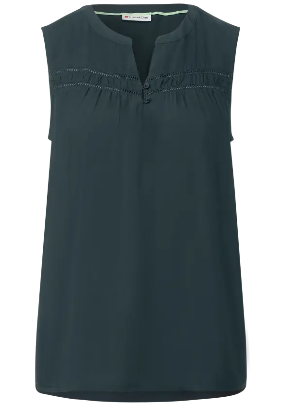 Viskosebluse mit Häkeldetail - cool vintage green