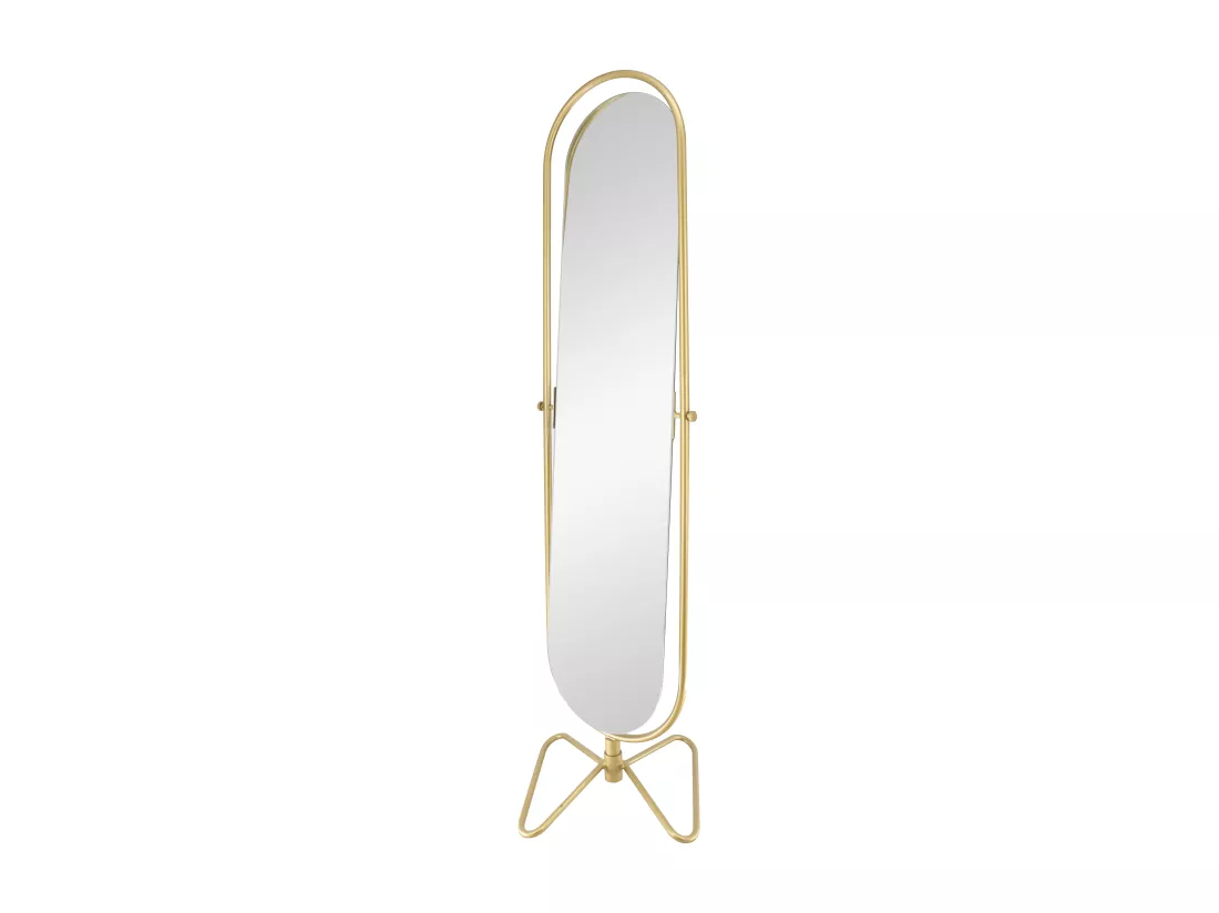 Miroir pivotant sur pied en métal - L. 45 x H. 171 cm - Doré - ASATU